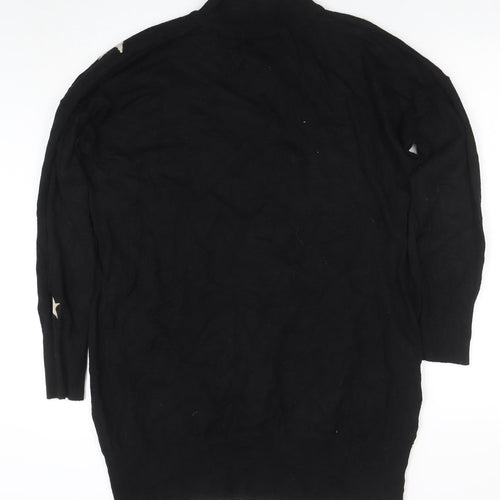Wallis Women's Black Mock Neck Star Knit Jumper Size L