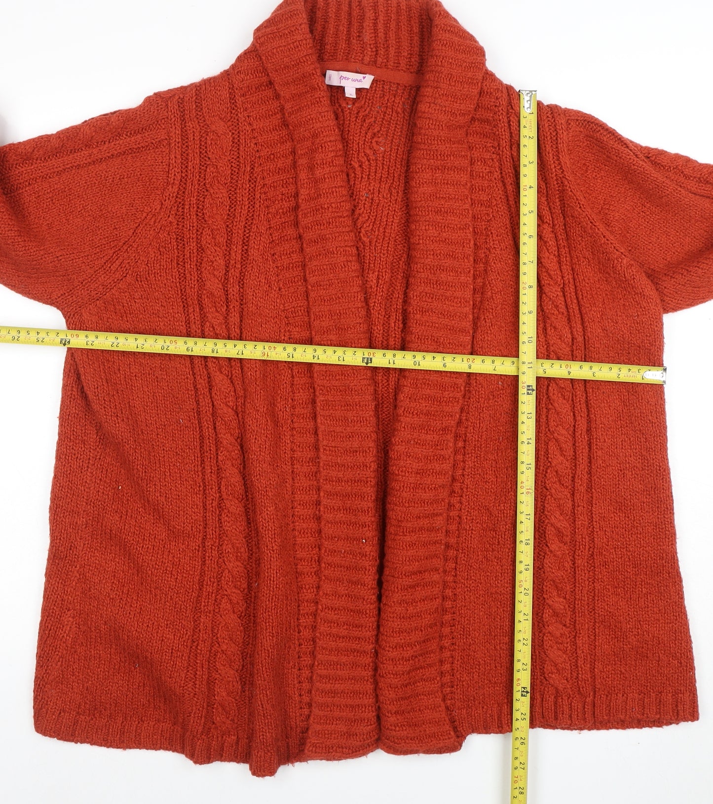 Marks and Spencer Per Una Women Red Wool Cable Knit Cardigan XL