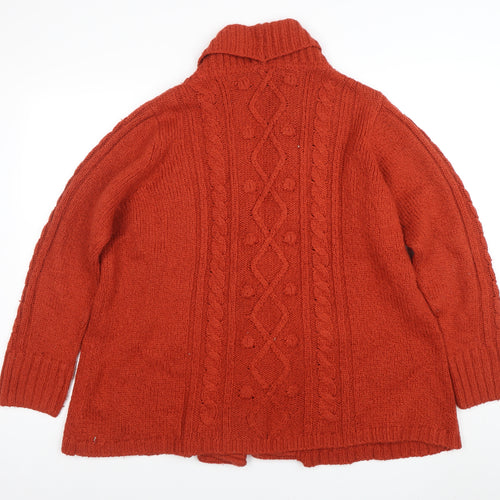 Marks and Spencer Per Una Women Red Wool Cable Knit Cardigan XL