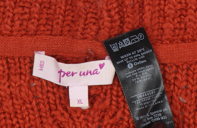 Marks and Spencer Per Una Women Red Wool Cable Knit Cardigan XL