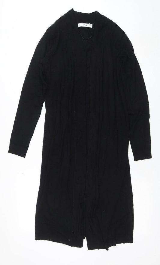 MNG Women's Black Viscose Longline Knit Cardigan 2XS