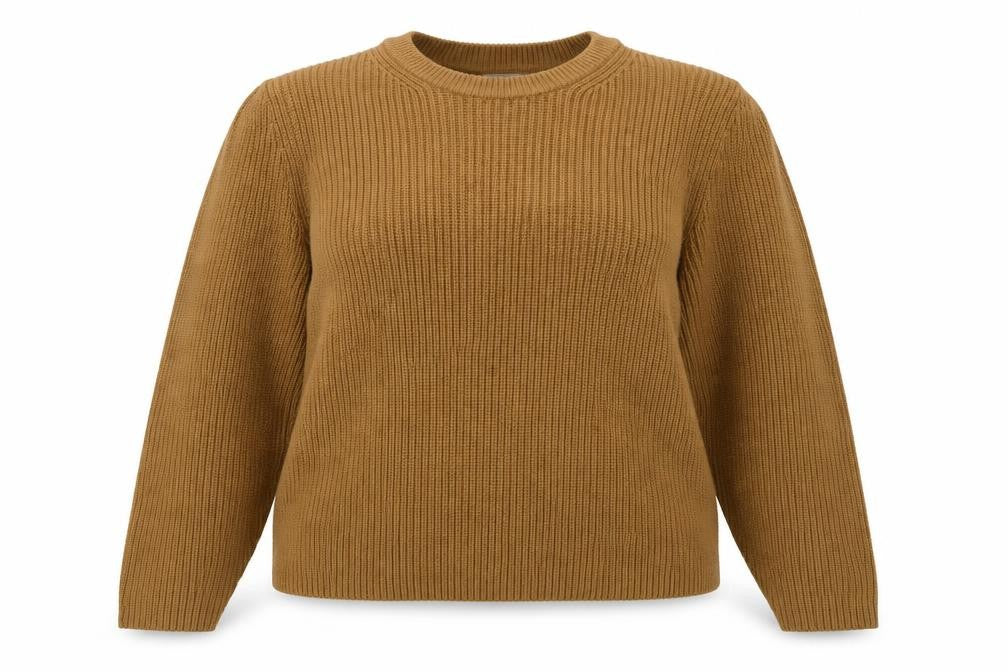 Front view of Marks & Spencer Autograph Women Beige, size 18, Ribbed Jumper