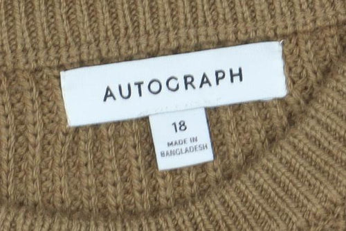 Marks and Spencer Autograph Women Beige Size 18 Ribbed Jumper