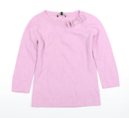 Laura Ashley Women’s Pink Wool Angora Bow Jumper UK12
