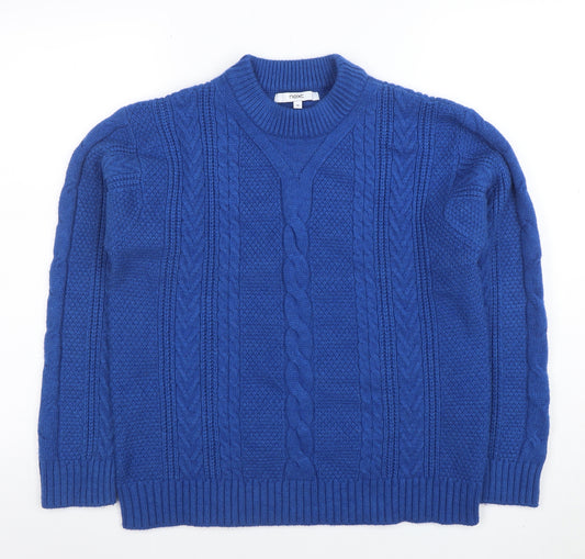 Next Women Blue Cable Knit V-Neck Jumper Size 14