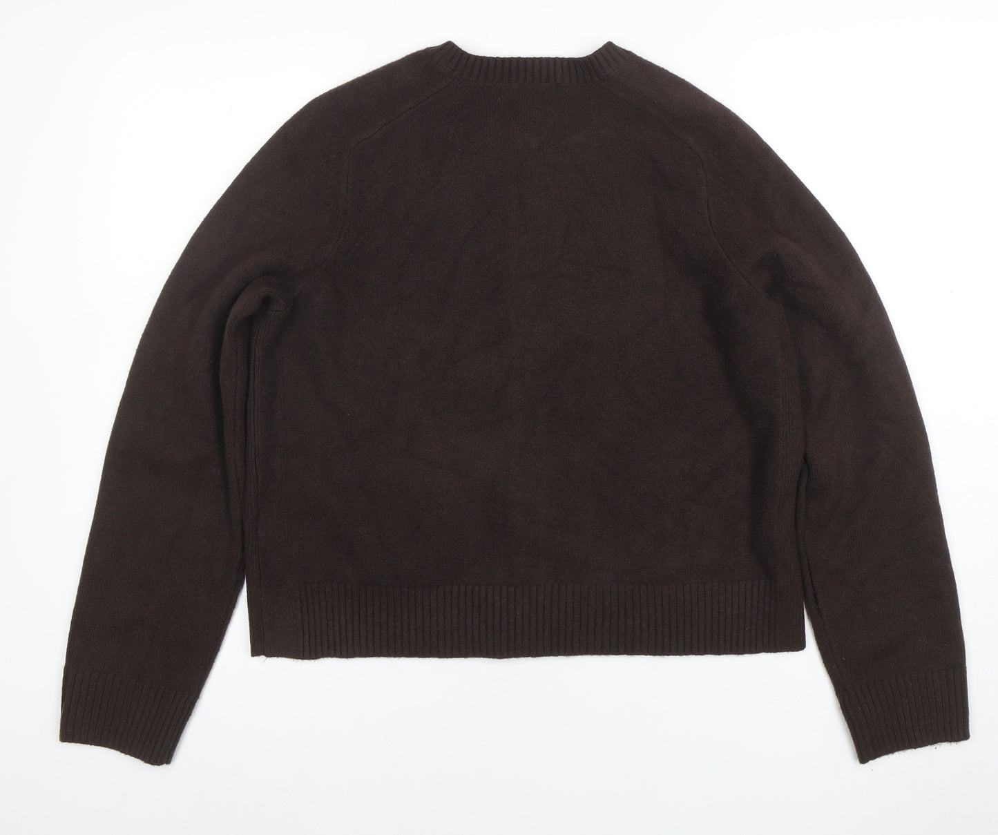 Marks and Spencer Women Brown Wool Blend Button Cardigan M