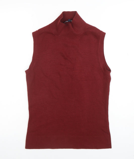 French Connection Women's Red Roll Neck Sleeveless Knit Top Size S