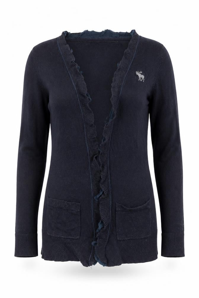 Abercrombie & Fitch Women's Blue Ruffle Edge Long Sleeve Cardigan Size S