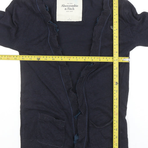 Abercrombie & Fitch Women's Blue Ruffle Edge Long Sleeve Cardigan Size S