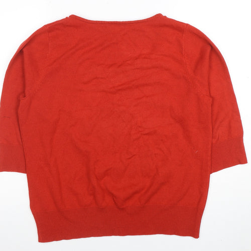 Per Una Women Red Acrylic Short Sleeve Scoop Neck Jumper Size 20