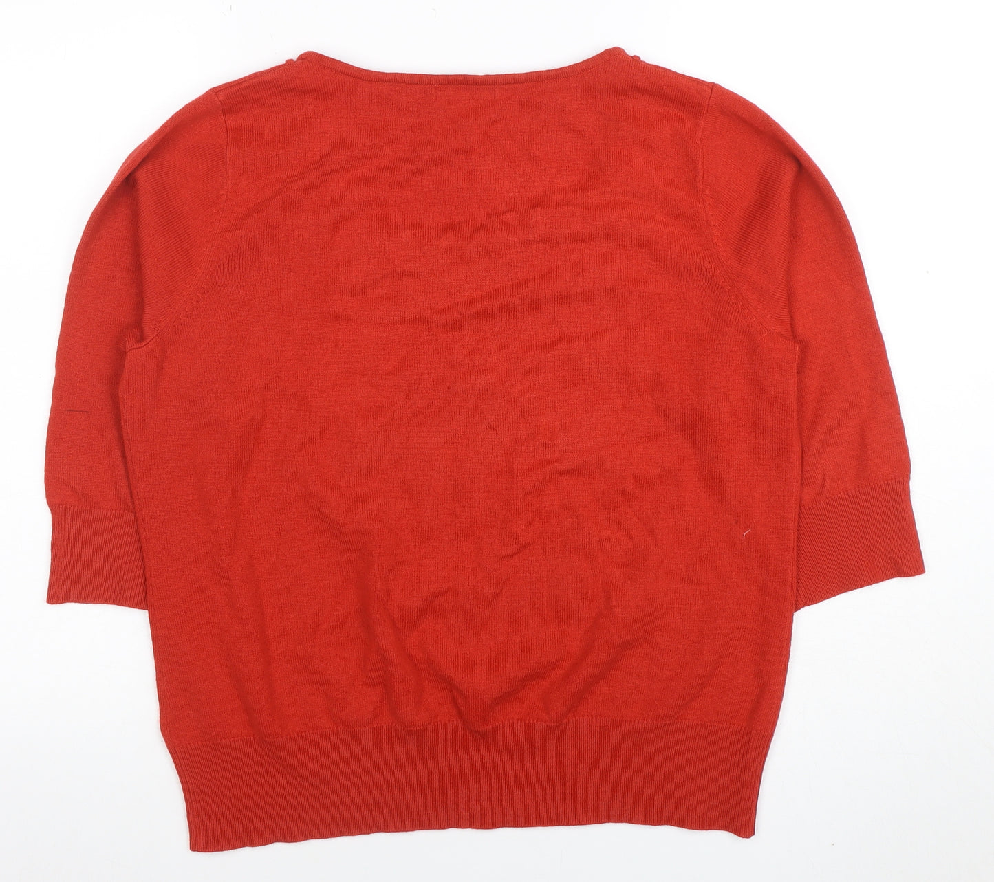 Per Una Women Red Acrylic Short Sleeve Scoop Neck Jumper Size 20