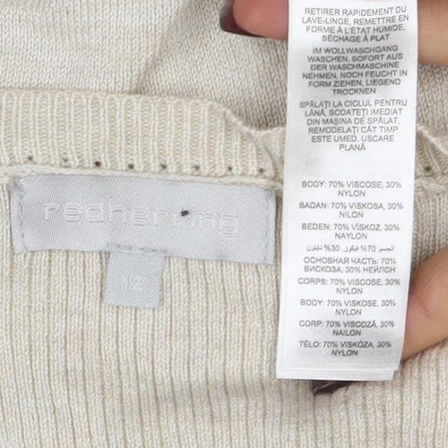 Red Herring Women’s Beige V-Neck Long Sleeve Cardigan Size 18