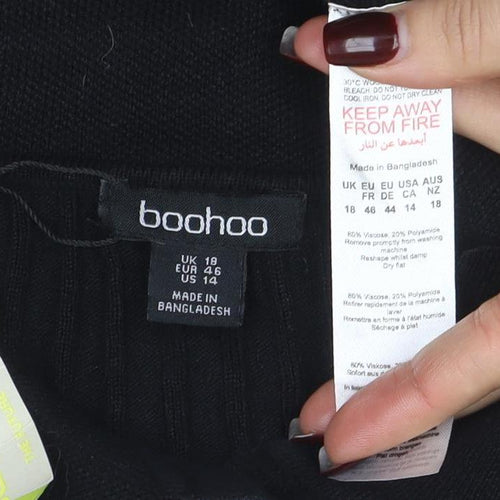 Boohoo Women's Black Collared Button Cardigan Size 18