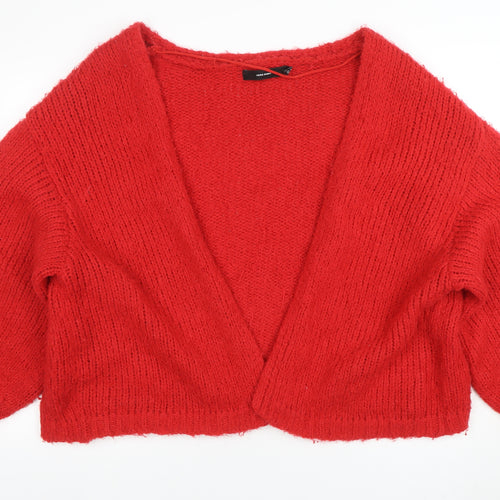 Vero Moda Women Red Chunky-Knit V-Neck Cardigan XL
