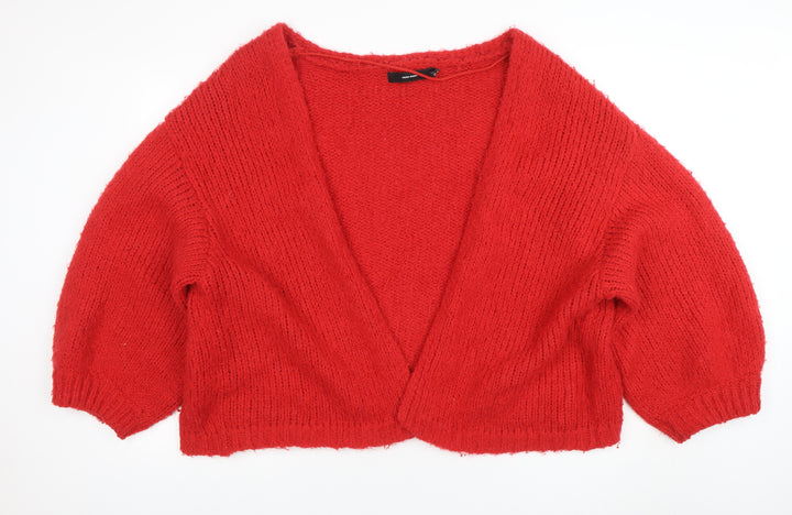 Vero Moda Women Red Chunky-Knit V-Neck Cardigan XL
