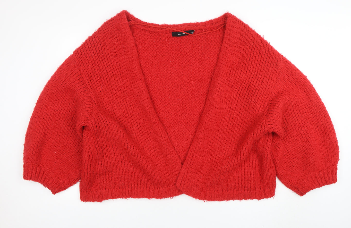 Vero Moda Women Red Chunky-Knit V-Neck Cardigan XL