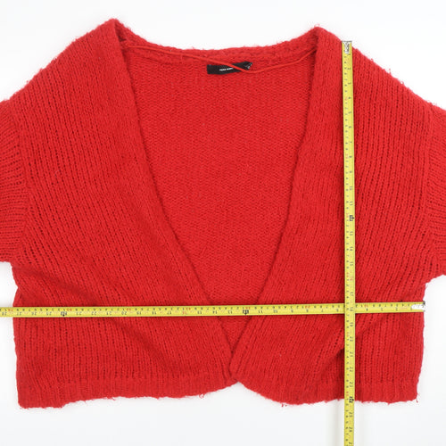 Vero Moda Women Red Chunky-Knit V-Neck Cardigan XL