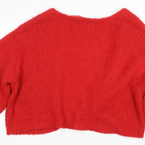 Vero Moda Women Red Chunky-Knit V-Neck Cardigan XL