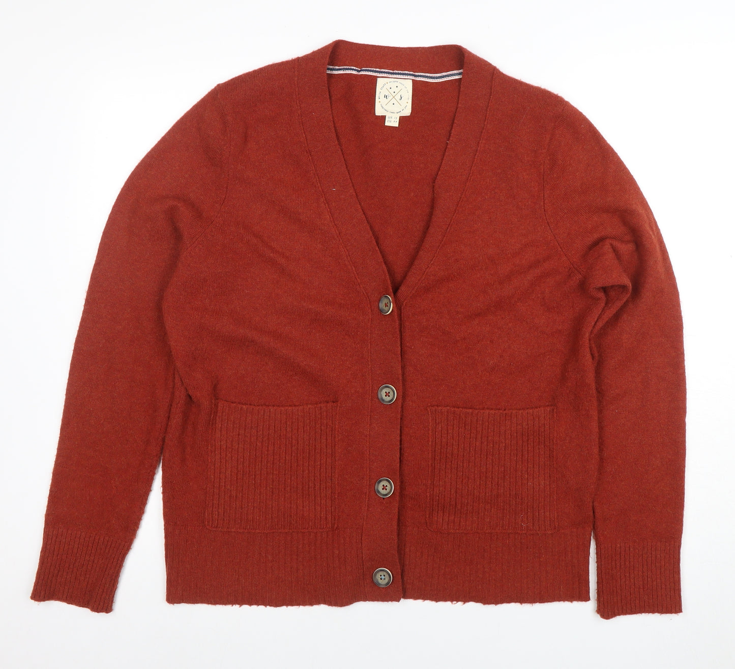 White Stuff Women's Brown V-Neck Cardigan Size 16 Wool Blend