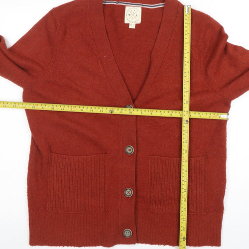 White Stuff Women's Brown V-Neck Cardigan Size 16 Wool Blend