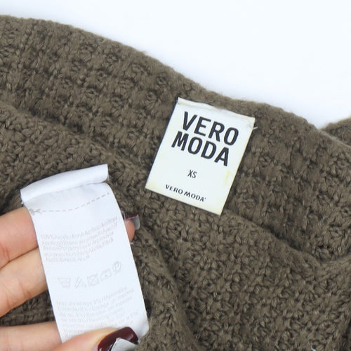 Vero Moda Women’s Brown Waffle-Knit Boat Neck Jumper XS