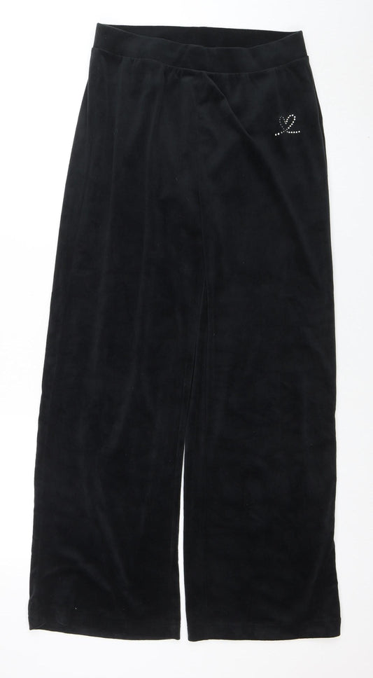 New Look Womens Black Wide-Leg Activewear Trousers Size 10
