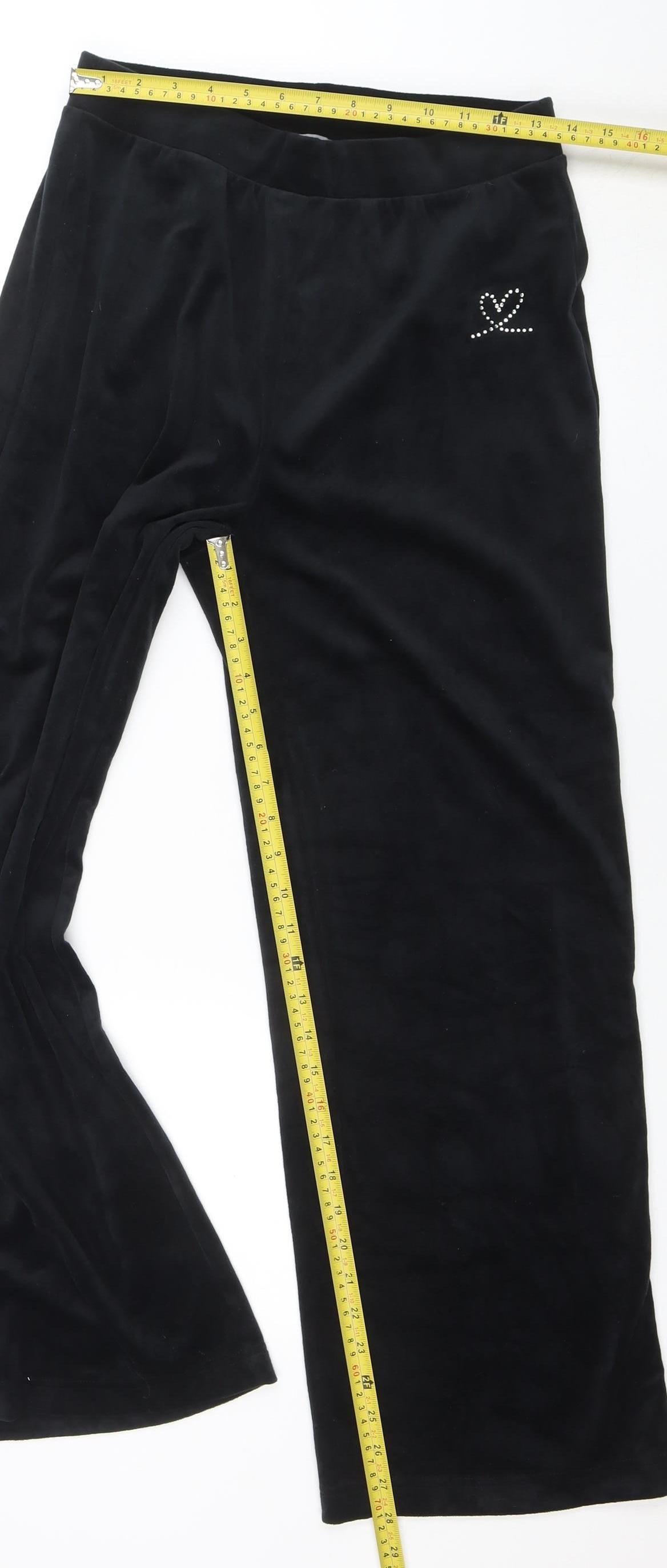 New Look Womens Black Wide-Leg Activewear Trousers Size 10