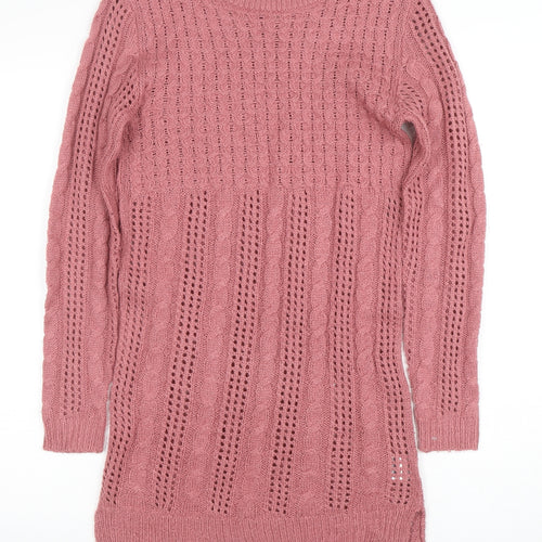 Select Women's Pink Acrylic Knit Long Sleeve Pullover Jumper Size 8