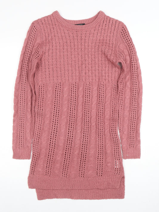 Select Women's Pink Acrylic Knit Long Sleeve Pullover Jumper Size 8