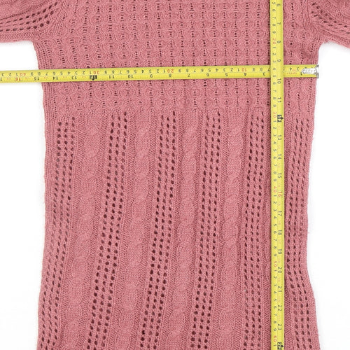 Select Women's Pink Acrylic Knit Long Sleeve Pullover Jumper Size 8