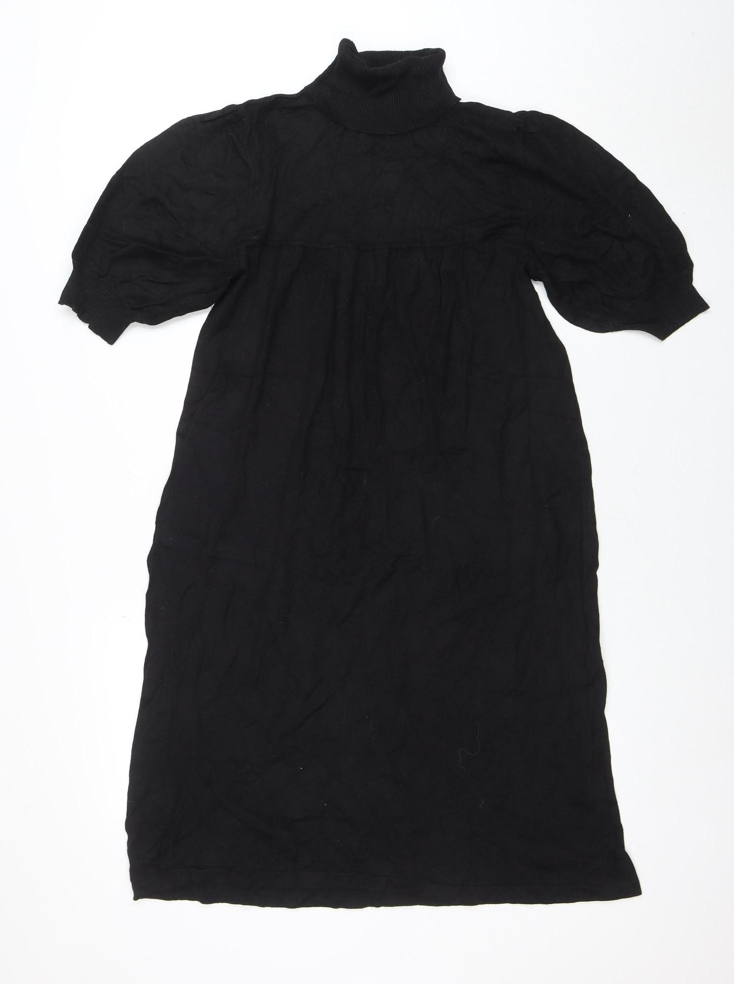 Esprit Women Black Knee Length Roll Neck Shift Dress M