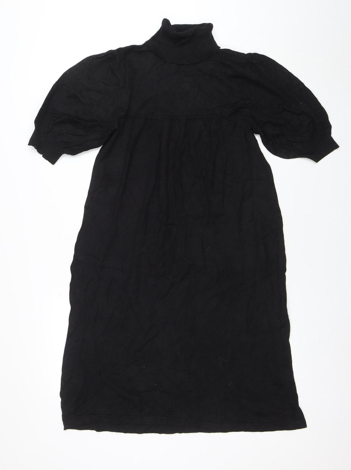 Esprit Women Black Knee Length Roll Neck Shift Dress M