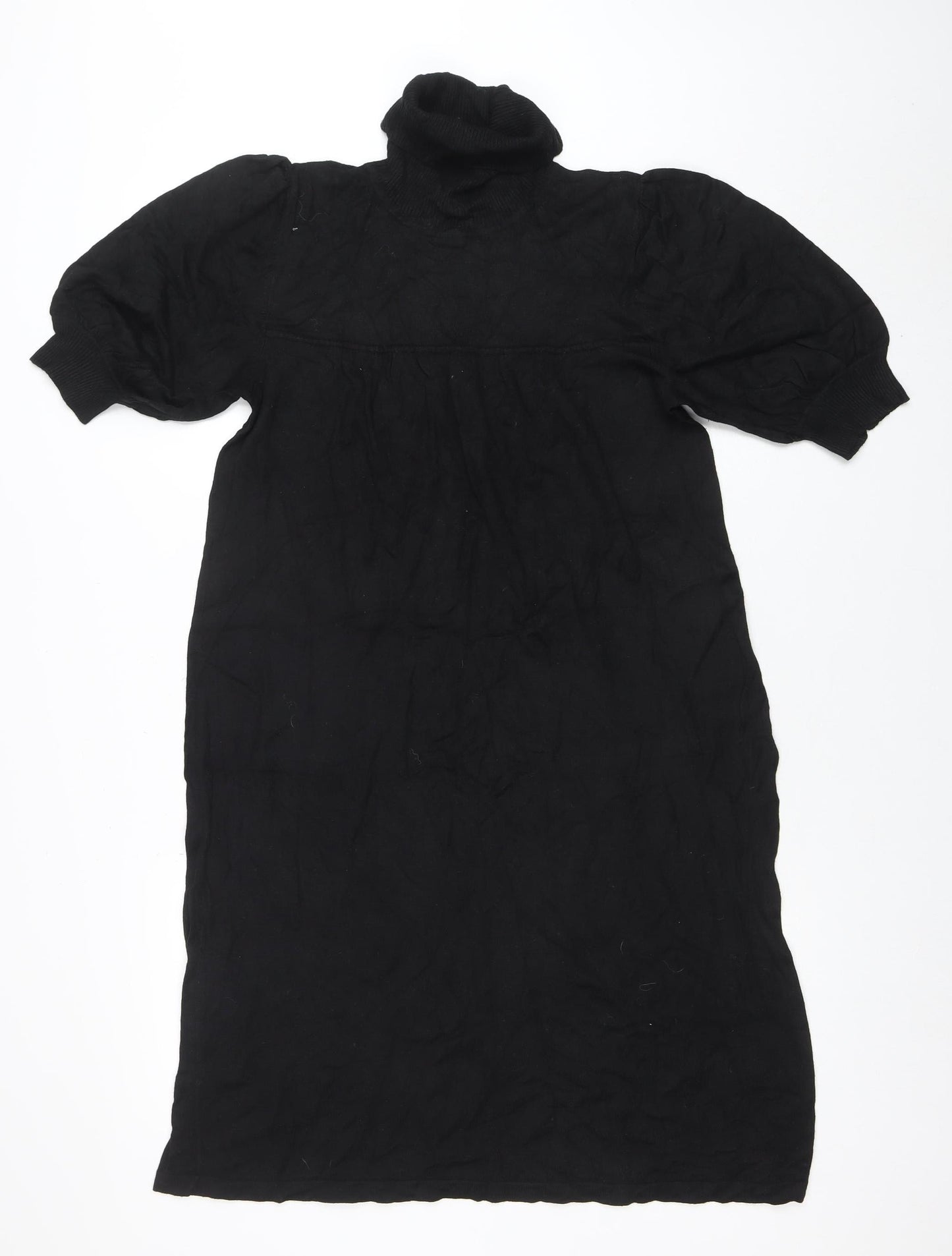 Esprit Women Black Knee Length Roll Neck Shift Dress M