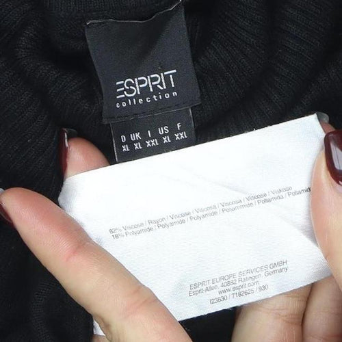 Esprit Women Black Knee Length Roll Neck Shift Dress M