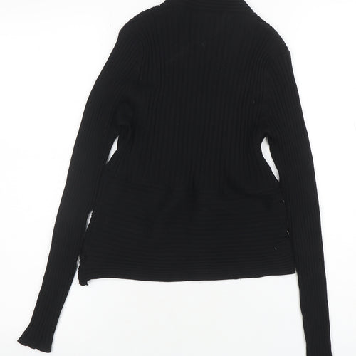J & W Women's Black Silk Blend Wrap Knit Blouse Size L