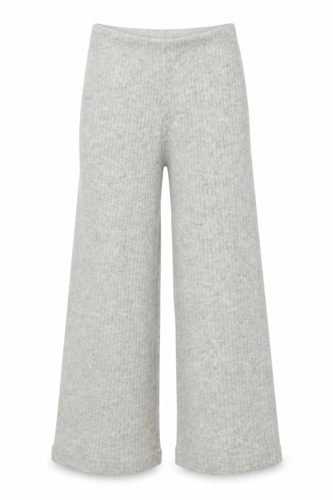 Mango Women Grey Knit Wide-Leg Trousers Size 10