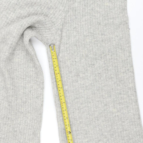 Mango Women Grey Knit Wide-Leg Trousers Size 10