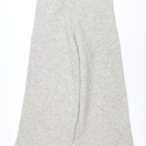 Mango Women Grey Knit Wide-Leg Trousers Size 10