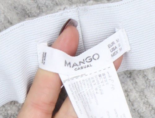 Mango Women Grey Knit Wide-Leg Trousers Size 10