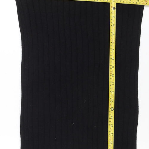 Next Women’s Black XS V-Neck Ribbed Long Sleeve Bodycon Knit Dress