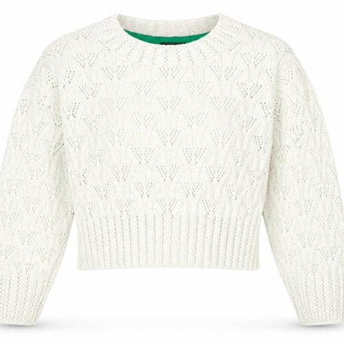 Topshop Women Ivory Open Knit Cotton Blend Jumper Size 12