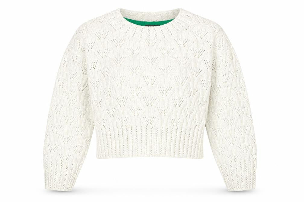 Topshop Women Ivory Open Knit Cotton Blend Jumper Size 12