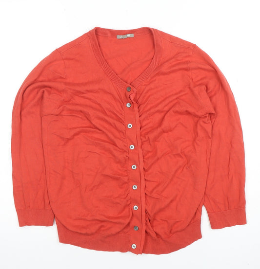 Jigsaw Women's Red Cotton V-Neck Button Cardigan Size M