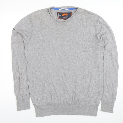 Superdry Men's Grey XL Crew Neck Cotton Cashmere Pullover Jumper