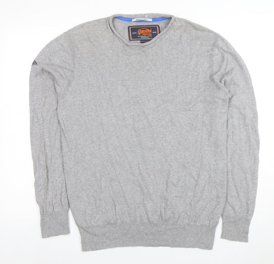Superdry Men's Grey XL Crew Neck Cotton Cashmere Pullover Jumper