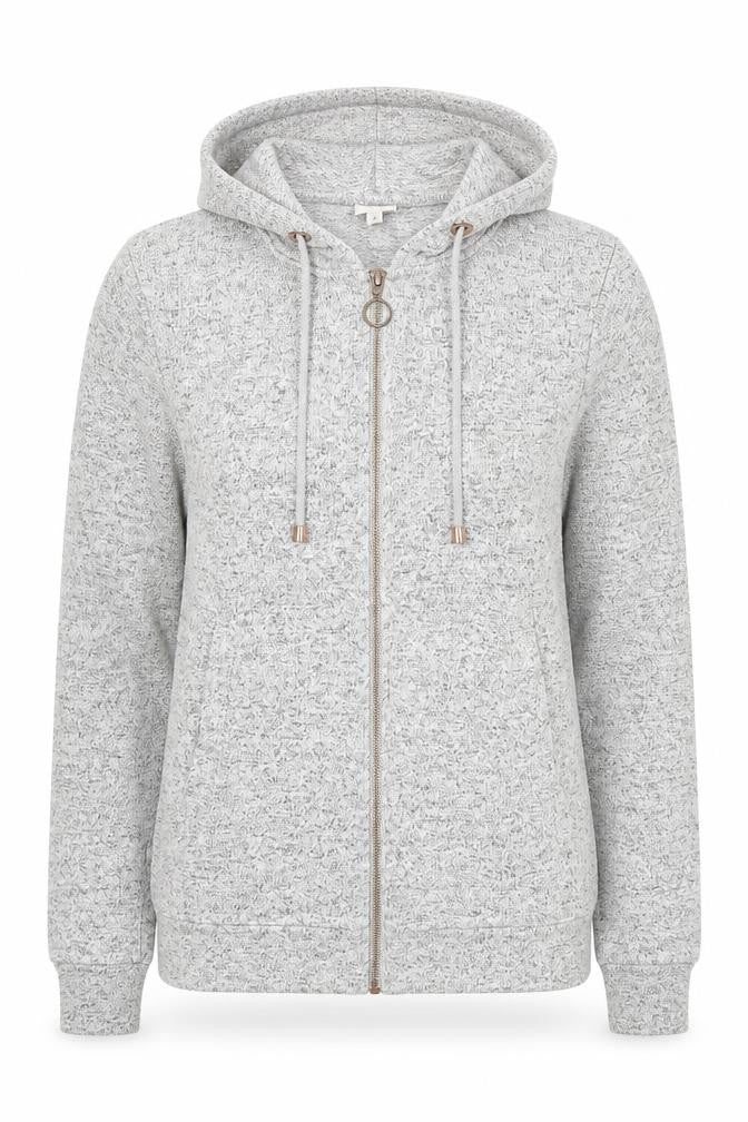 Front view of River Island women’s grey full zip hoodie m lined soft cotton blend