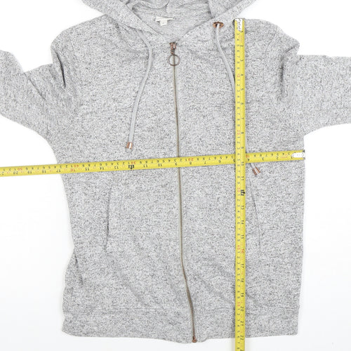 River Island Womens Grey Full Zip Hoodie M Lined Soft Cotton Blend