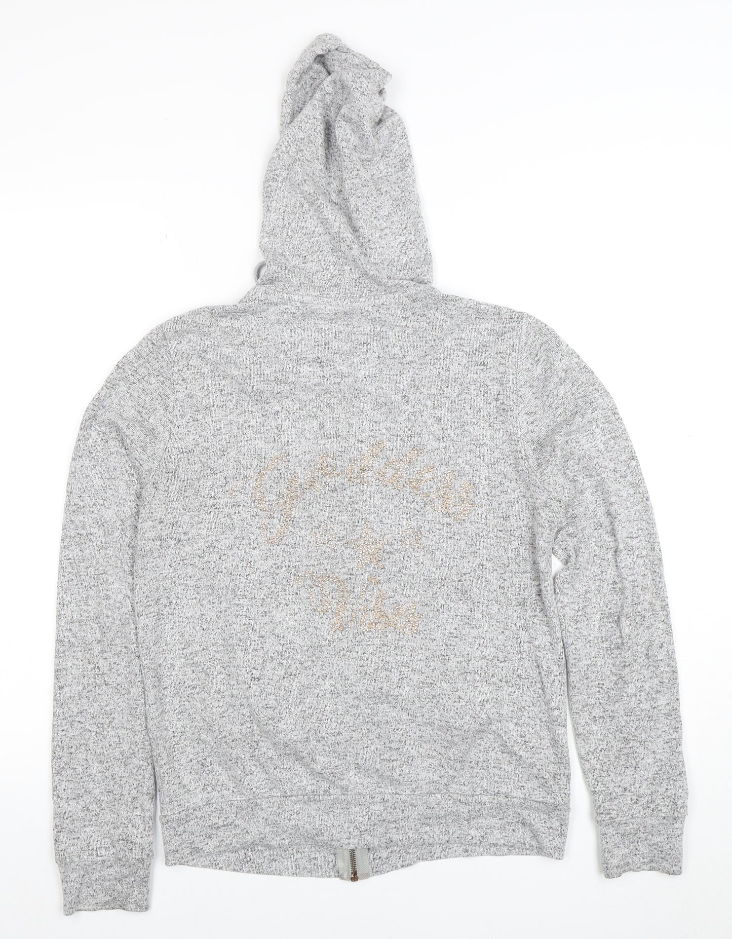 River Island Womens Grey Full Zip Hoodie M Lined Soft Cotton Blend