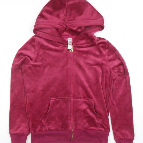Jessica S. Girls Pink Velour Full Zip Hoodie Size L
