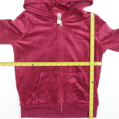 Jessica S. Girls Pink Velour Full Zip Hoodie Size L